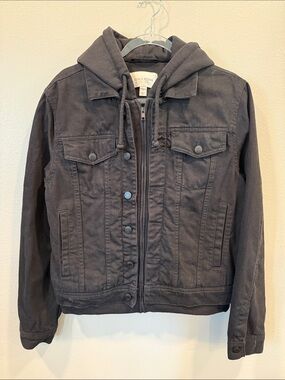 Sun + Stone Charcoal Hooded Denim Jacket